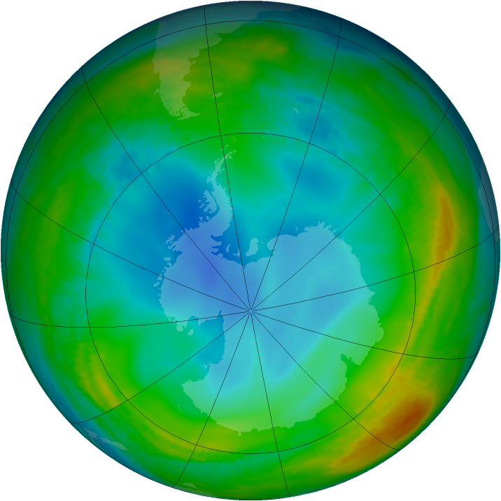 Antarctic ozone map for 10 June 1984